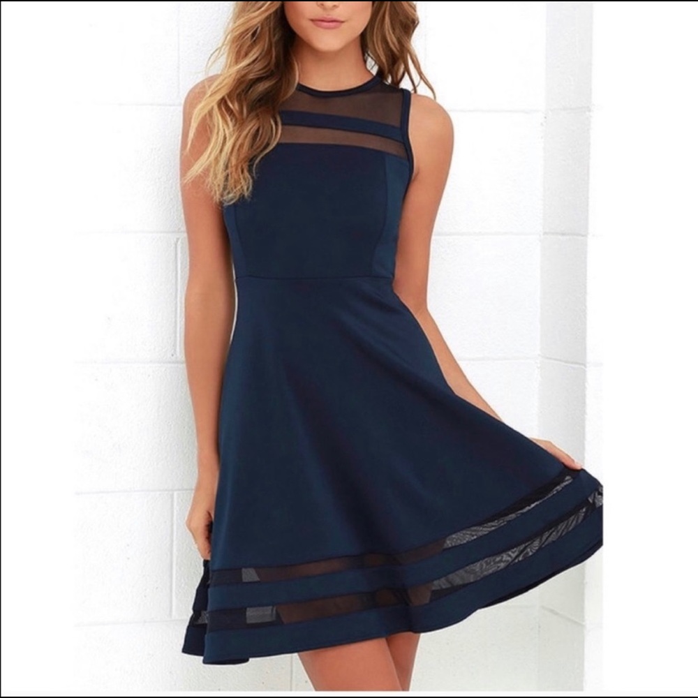 Lulus Navy Fit and Flare Dress